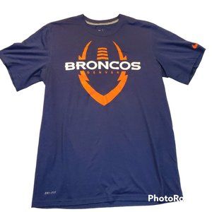 Nike DRI FIT NFL Broncos Blue With Orange Logo Mens Size Medium